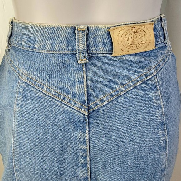 Vintage 80s Denim Mini Skirt Women Small 4 Light Wash Casual High Rise Blue Jean - Picture 10 of 14